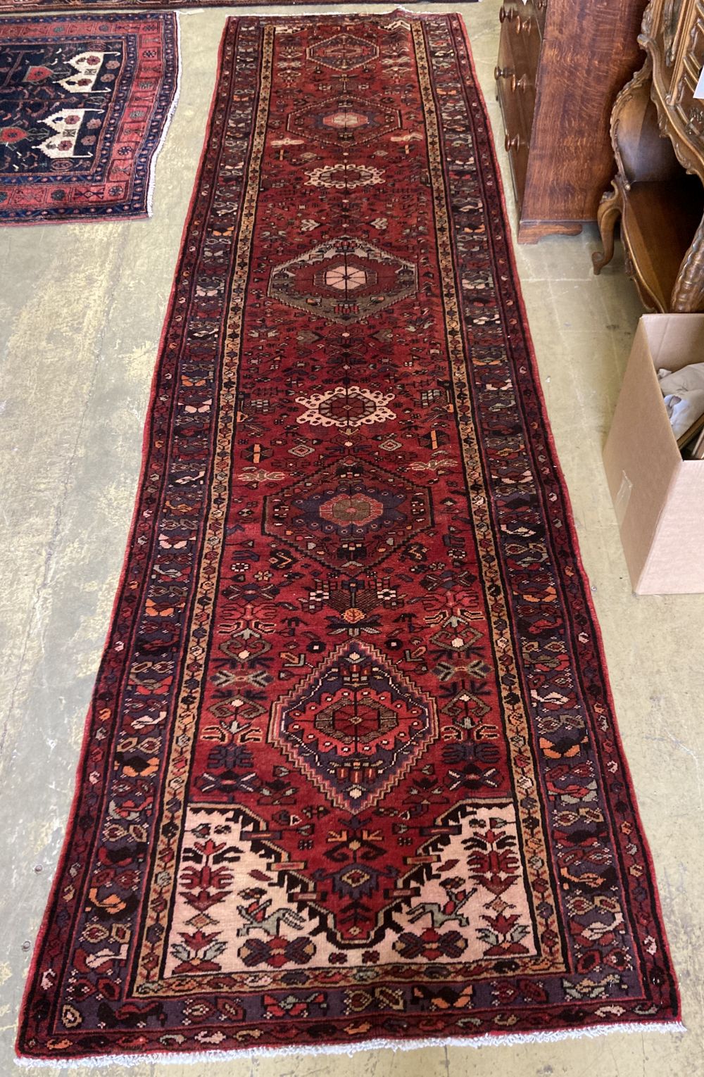 A Karajeh carpet 387 x 100cm